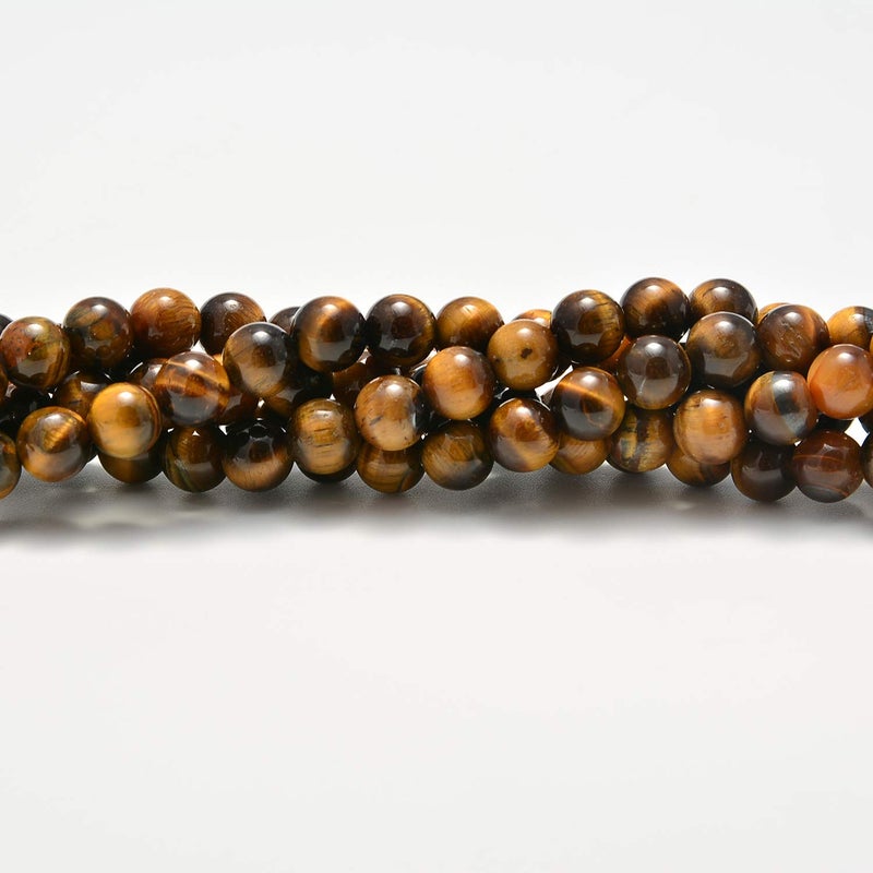 NCB 200PCS 8mm Natural Yellow Tiger's Eye Gemstone Round Spacer Loose Beads for Jewelry Making with Crystal Stretch Cord (Yellow Tiger's Eye, 8mm 200Beads) - Image 4